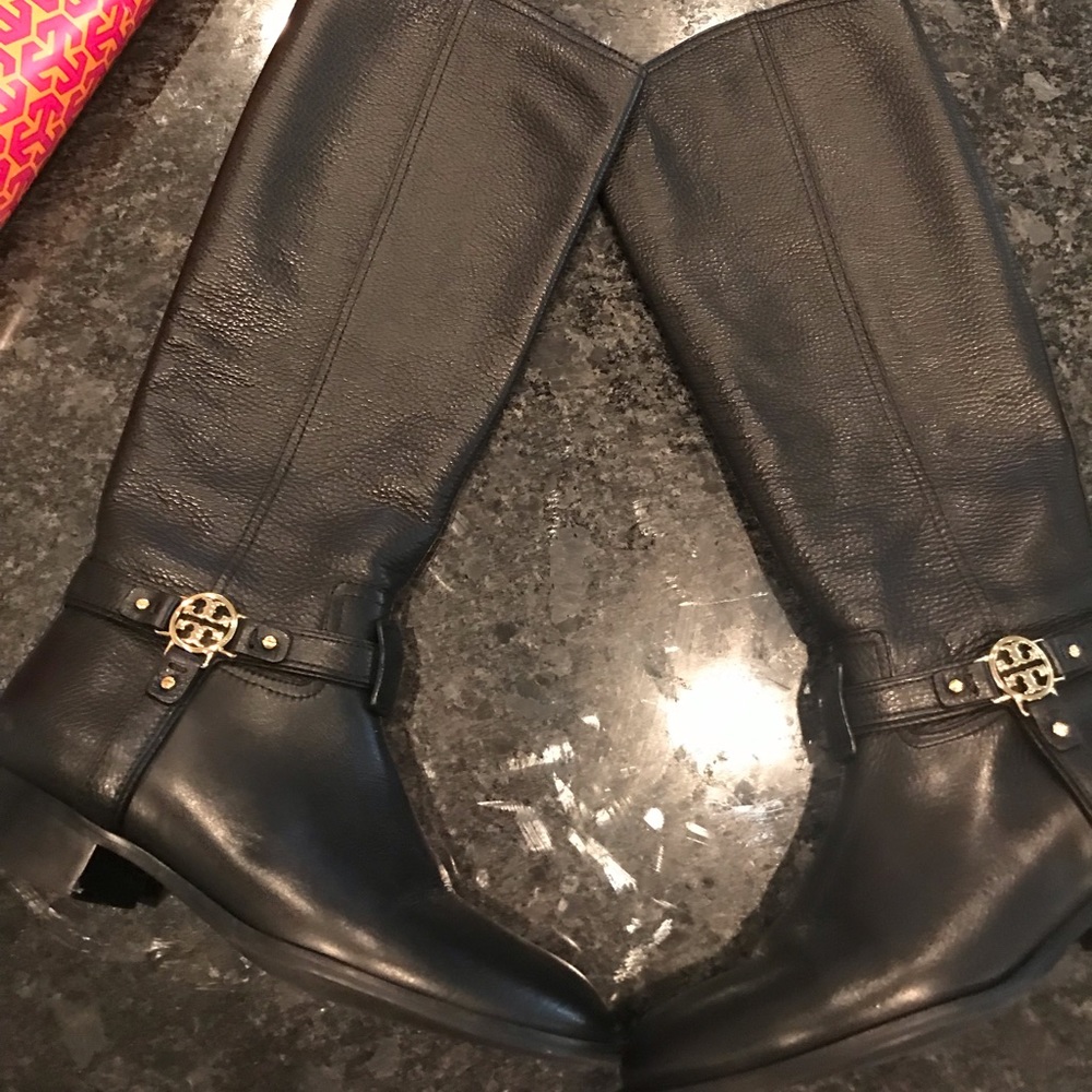 Tory Burch Black leather riding boots